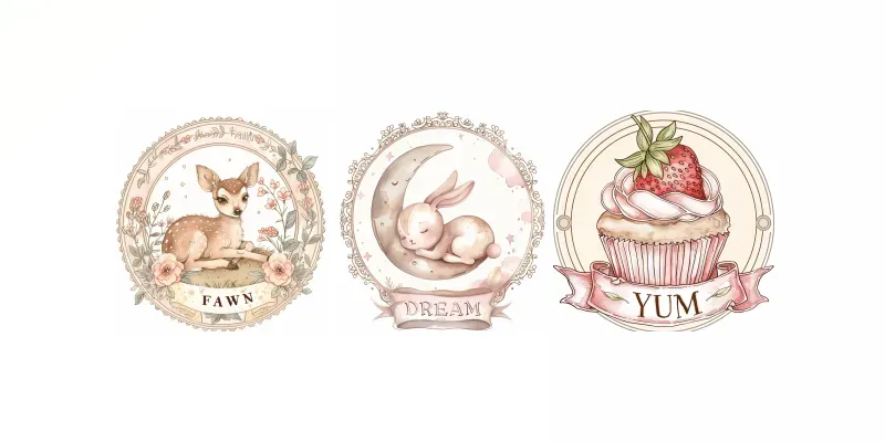 Vintage Pastel Badge Stickers generated by undefined