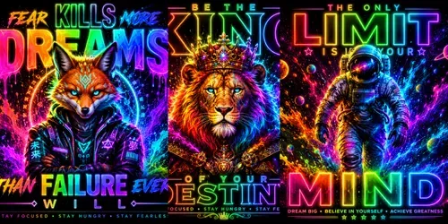 Neon Glow Motivation Posters generated by chatgpt-image
