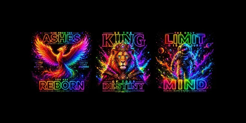 Neon Glow Motivation Posters generated by undefined