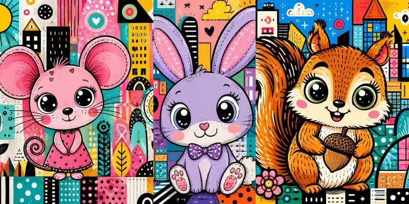 Whimsical Pop Art Animal Portraits generated by undefined