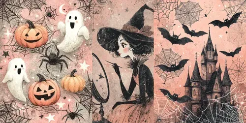 Pink Halloween Junk Journal Kits generated by midjourney