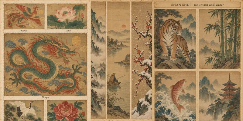 Chinese Painted Silk Panel Sheets generated by undefined