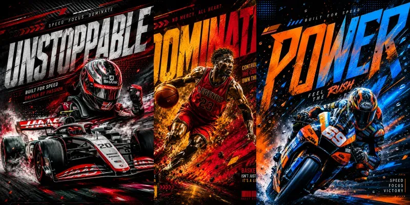 Dynamic Sports Action Poster Designs generated by undefined