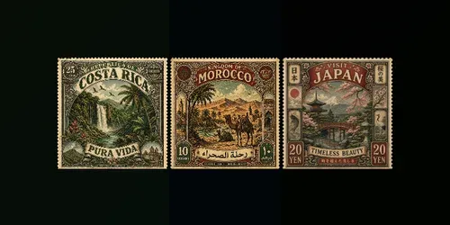 Vintage Travel Stamp Poster Art generated by chatgpt-image