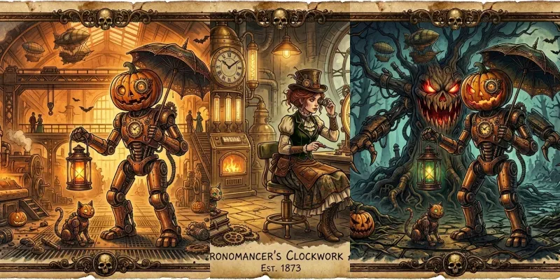 Steampunk Halloween Cards generated by undefined