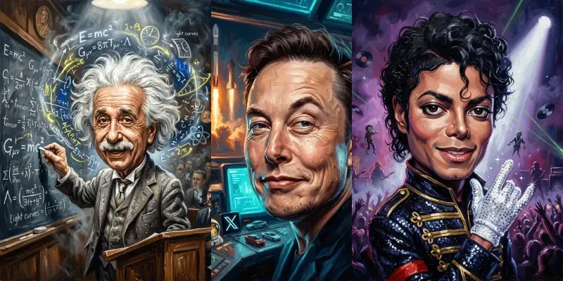 Satirical Celebrity Caricature Paintings generated by undefined