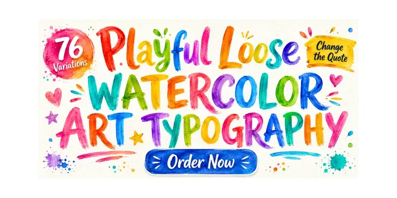 Playful Loose Watercolor Art Typography generated by undefined