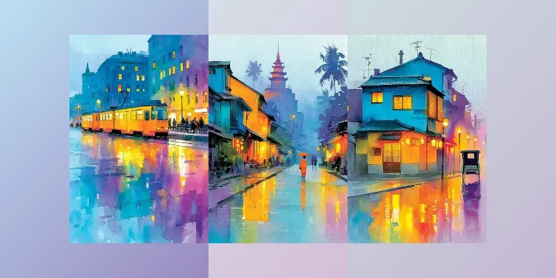 Global Watercolor Street Scenes generated by undefined