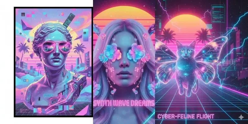 Vaporwave Dream Pop Portraits generated by undefined