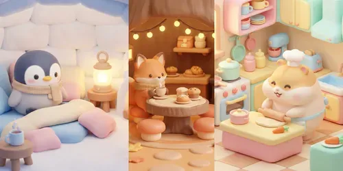 Cozy Kawaii 3D Characters generated by gemini-image