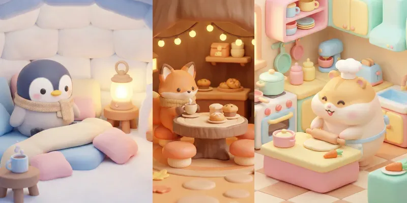 Cozy Kawaii 3D Characters generated by undefined