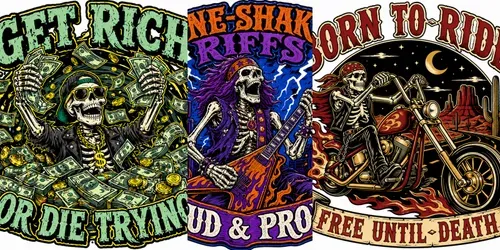 Retro Skeleton Sticker Vectors generated by chatgpt-image