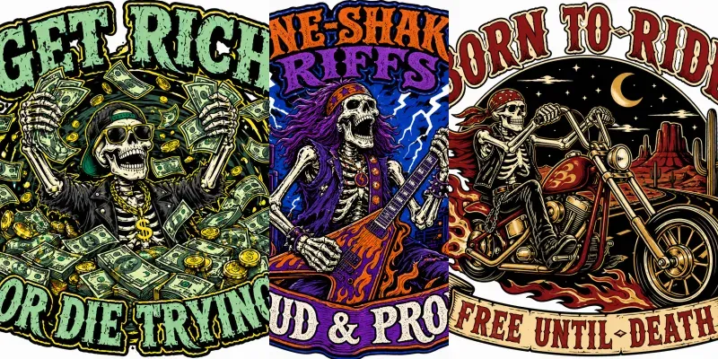 Retro Skeleton Sticker Vectors generated by undefined