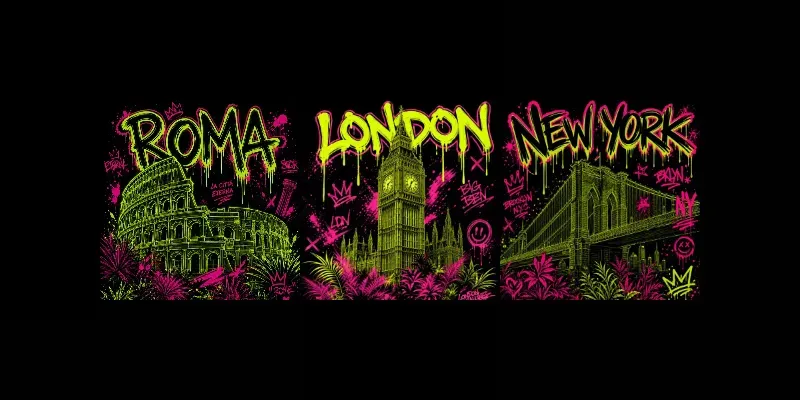Neon Pop Art City Illustrations generated by undefined