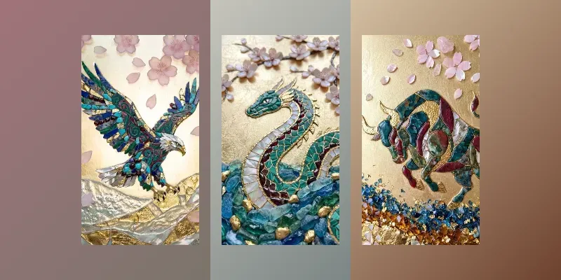 Gold Foil Gemstone Mosaic Style generated by undefined