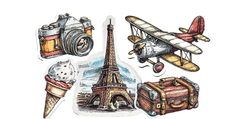 Vintage Travel Sticker Design Clipart generated by undefined