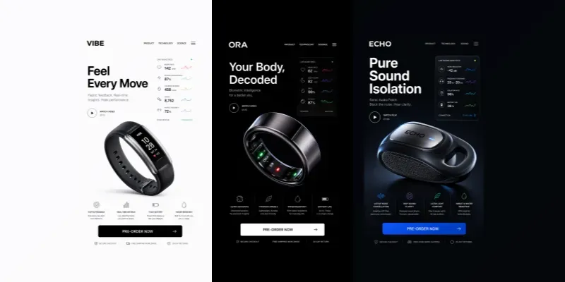 Swiss Aesthetic Wearable Tech Mobile UIs generated by undefined