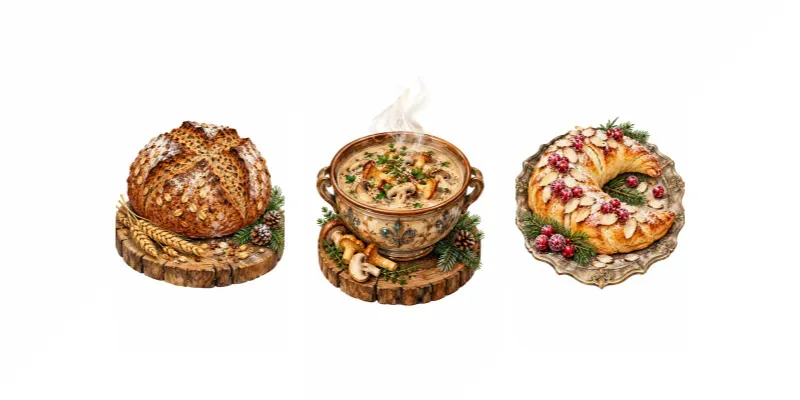 Winter Medieval Castle Food Cliparts