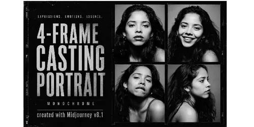 4 Frame Casting Monochrome Portraits generated by midjourney