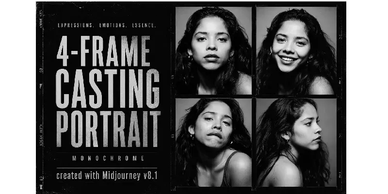 4 Frame Casting Monochrome Portraits generated by undefined