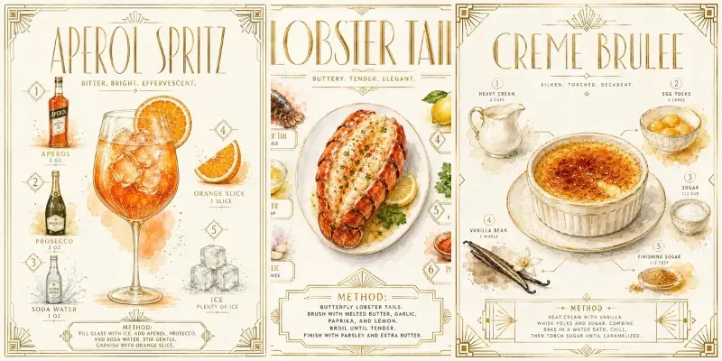 Art Deco Watercolor Recipe Infographics generated by undefined