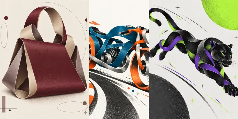 Continuous Ribbon Illustrations