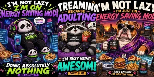 Lazy Mode Cartoon Animal Tshirt Packs generated by chatgpt-image
