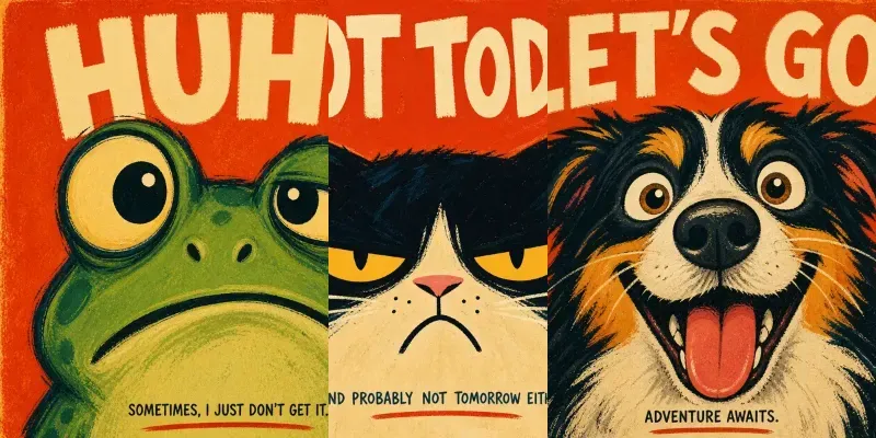 Emotional Animal Face Posters generated by undefined
