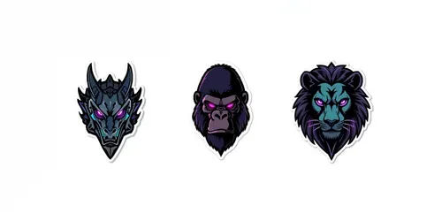3D Cyberpunk Gaming Animal Mascot Stickers generated by leonardo