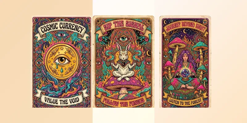 Vintage Psychedelic Tarot Cards generated by undefined