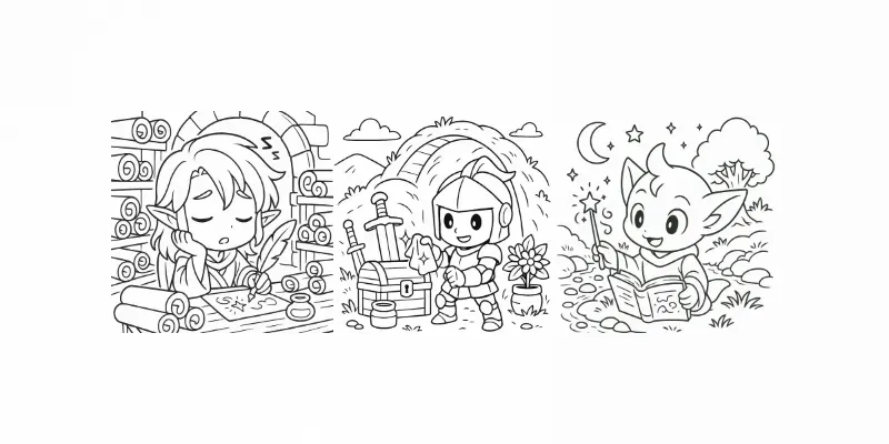 Chibi Fantasy Coloring Books generated by undefined