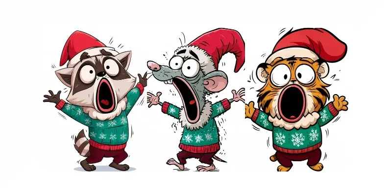 2D Christmas Animal Stickers