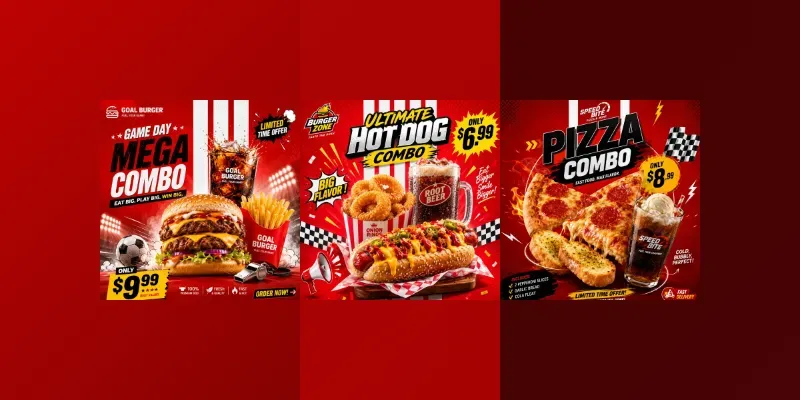 Bold Red Fast Food Promos generated by undefined