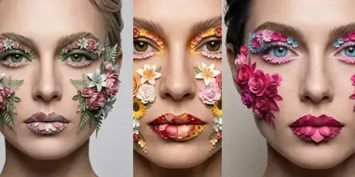 Botanical Paperart Makeup Portraits generated by gemini-image