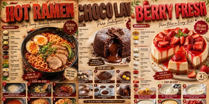 Professional Culinary Recipe Infographics generated by undefined