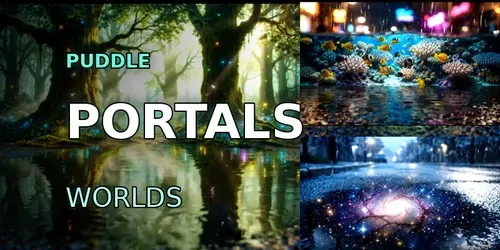 Surreal Puddle Reflection Worlds generated by veo