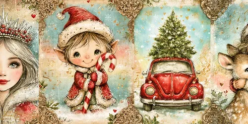 Vintage Christmas Junk Journal Ephemera generated by midjourney