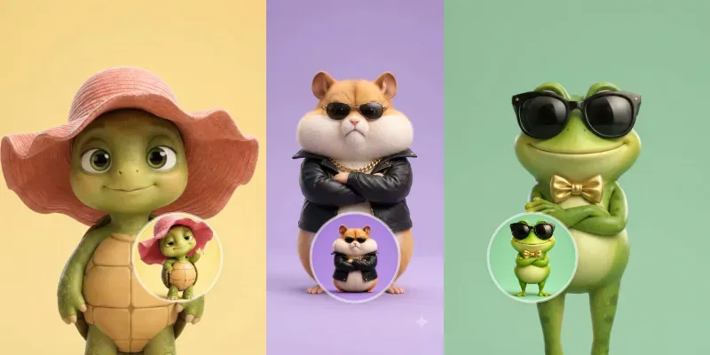 Cute Funny 3D Animal Characters generated by undefined