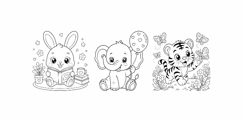 Cute Kawaii Animal Coloring Book Pages generated by undefined