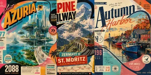 Retro Travel Collage Posters generated by chatgpt-image