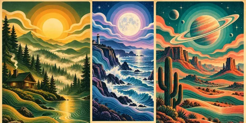 Retro Canyon Sunset Travel Poster