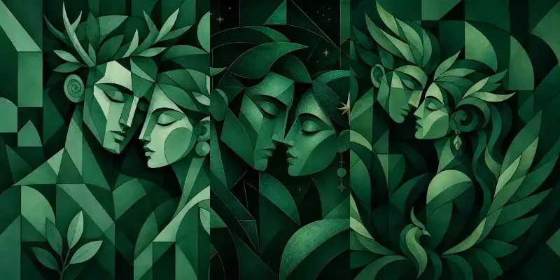 Emerald Geometric Romance Portraits generated by undefined