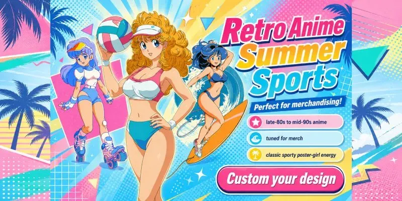 Retro Anime Summer Sports generated by undefined