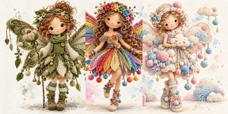 Whimsical Knitted Fairy Art generated by undefined