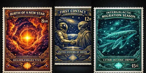 Intergalactic Postage Stamp Generator generated by chatgpt-image