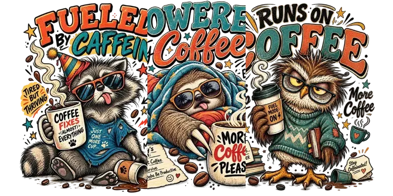 Retro Coffee Character Tshirts generated by undefined