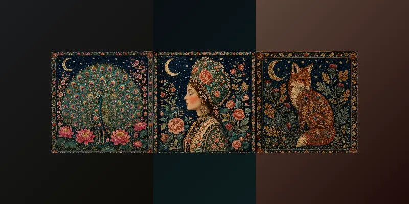 Celestial Folk Floral Art generated by undefined