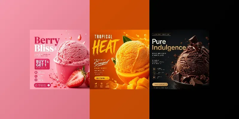 Premium Ice Cream Ad Social Assets generated by undefined