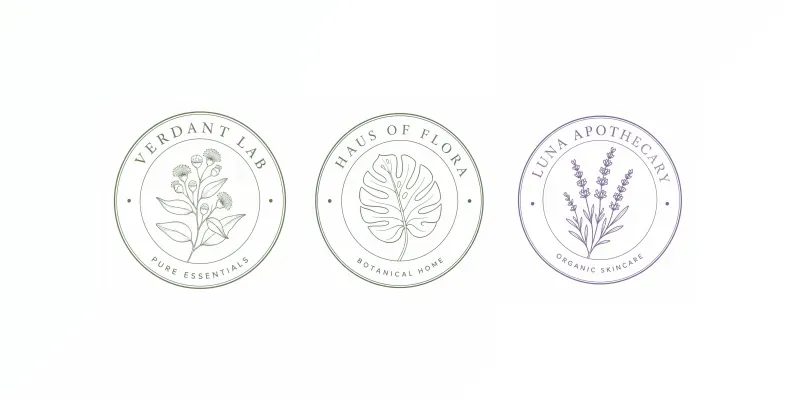 Line Art Botanical Stamp Logos generated by undefined