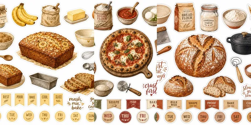 Sourdough Baking Sticker Sheets generated by undefined